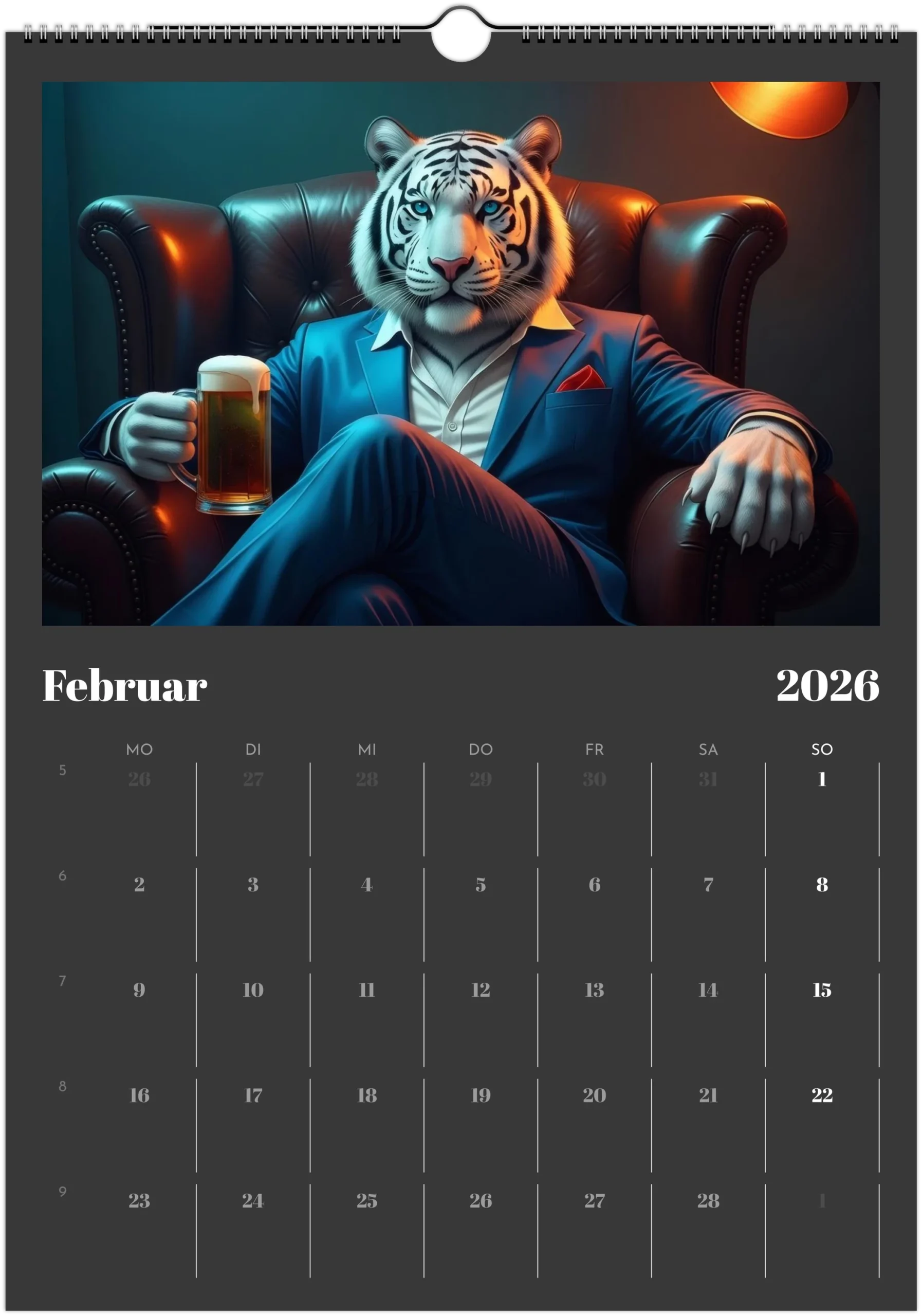 Tier Bier Kalender 2026 – Lustiger Wandkalender A3 für Männer – Bild 3