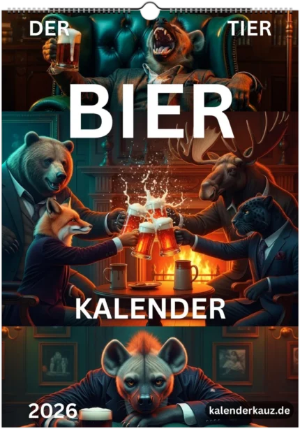 Tier Bier Kalender 2026 – Lustiger Wandkalender A3 für Männer