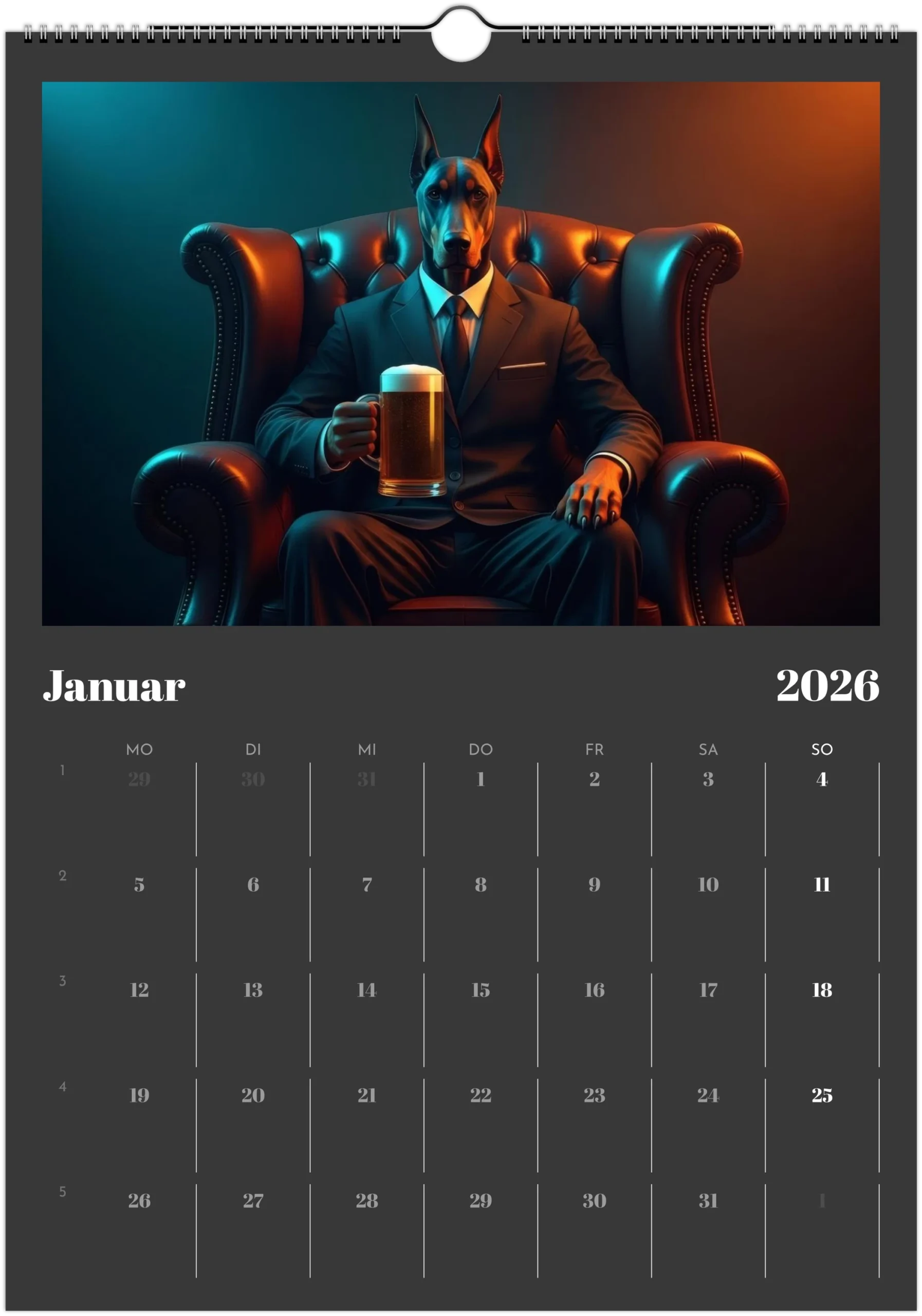 Tier Bier Kalender 2026 – Lustiger Wandkalender A3 für Männer – Bild 2